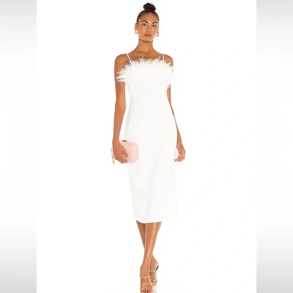 Elliatt Harley Dress in Ivory NWT Marabou Feather Detailing - Picture 6 of 11